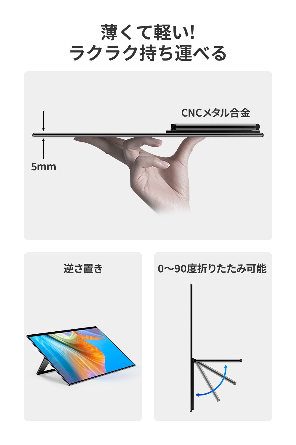 【新発売】17インチ 2560x1600 2.5K  タッチペン対応　薄型 5mm RQG-170PW