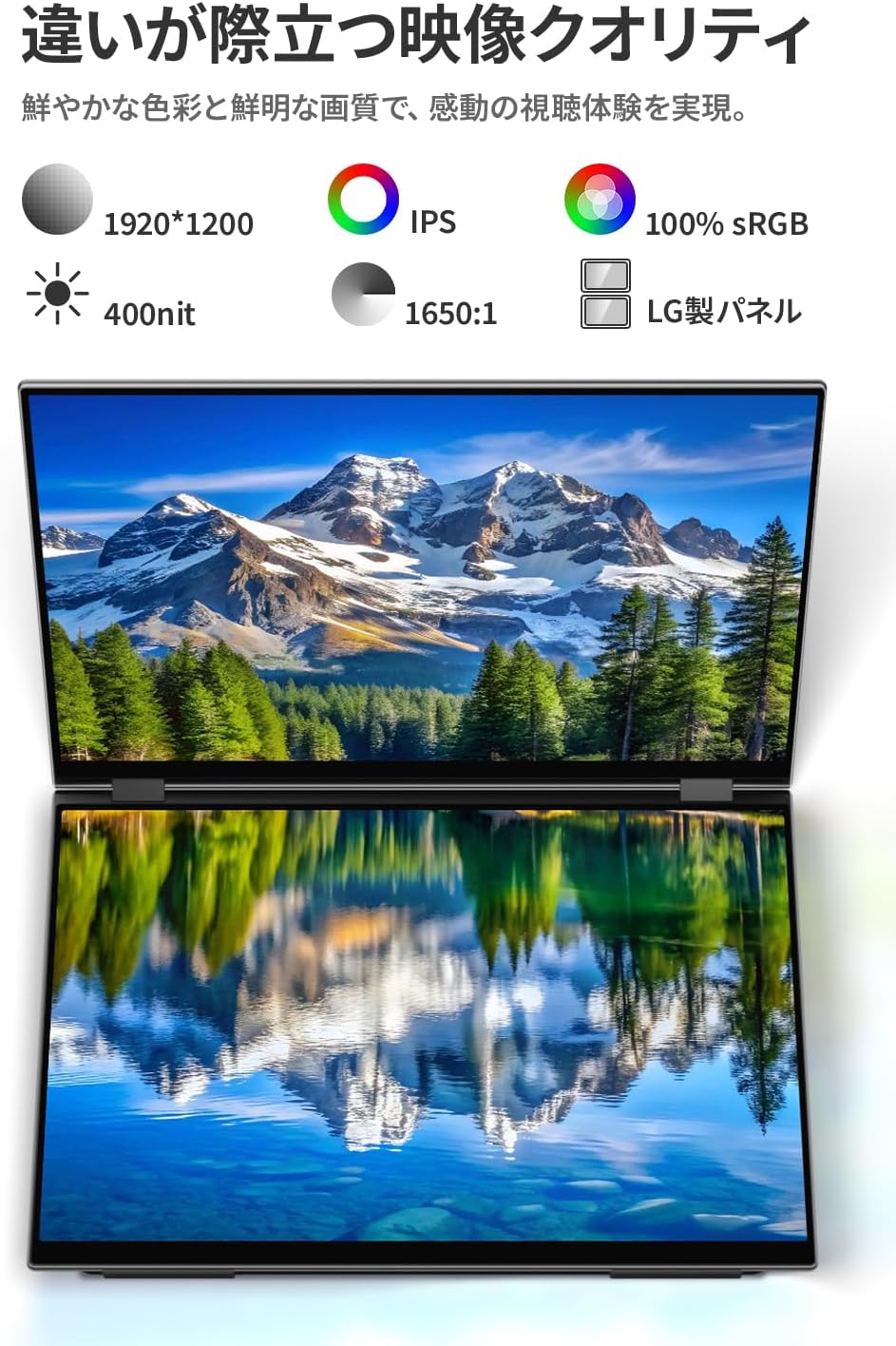 16インチ デュアルモニター 1920 x 1200 60Hz  XQ-160NF