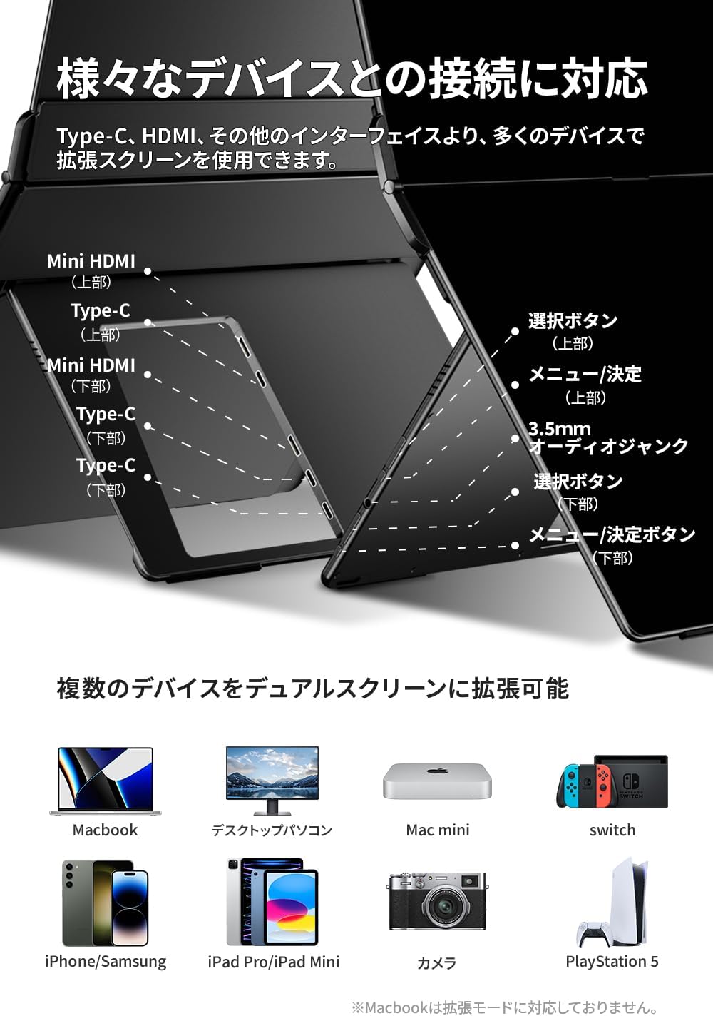 14.2インチ デュアルモニター タッチペン対応 2520*1680 90Hz XP-142PW