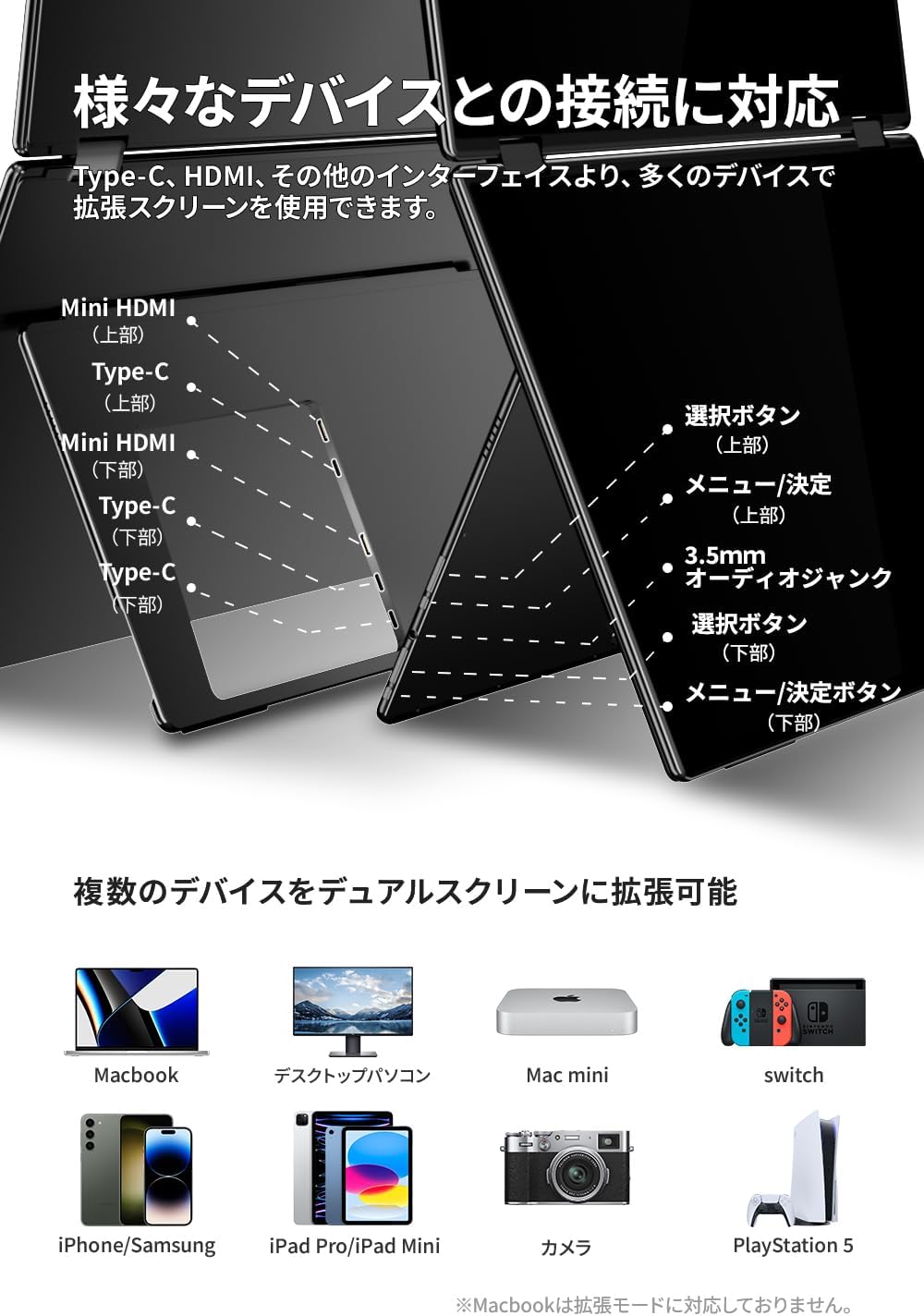 EWEI 16インチ QLED デュアルディスプレイ 非光沢 EHOMEWEI モバイルモニター 16インチ デュアルモニター QLED 2K